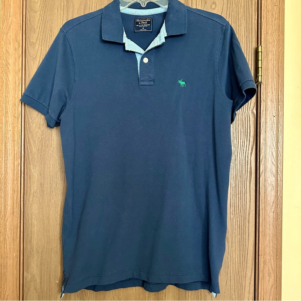 Men’s Abercrombie & Fitch Stretch Icon Polo Navy Blue, EUC, M